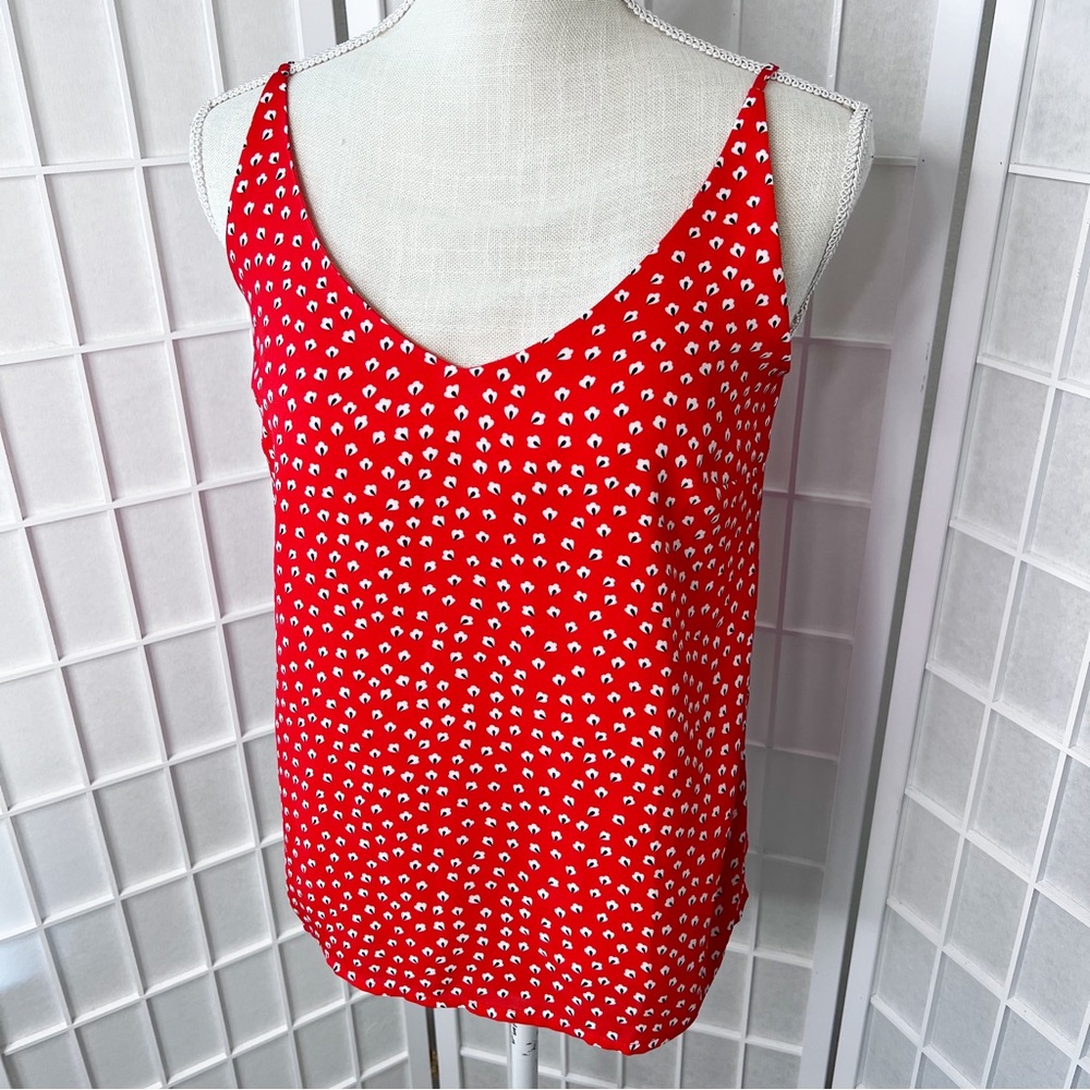 Banana Republic Factory Red White Poppy Floral Camisole Tank Top XS